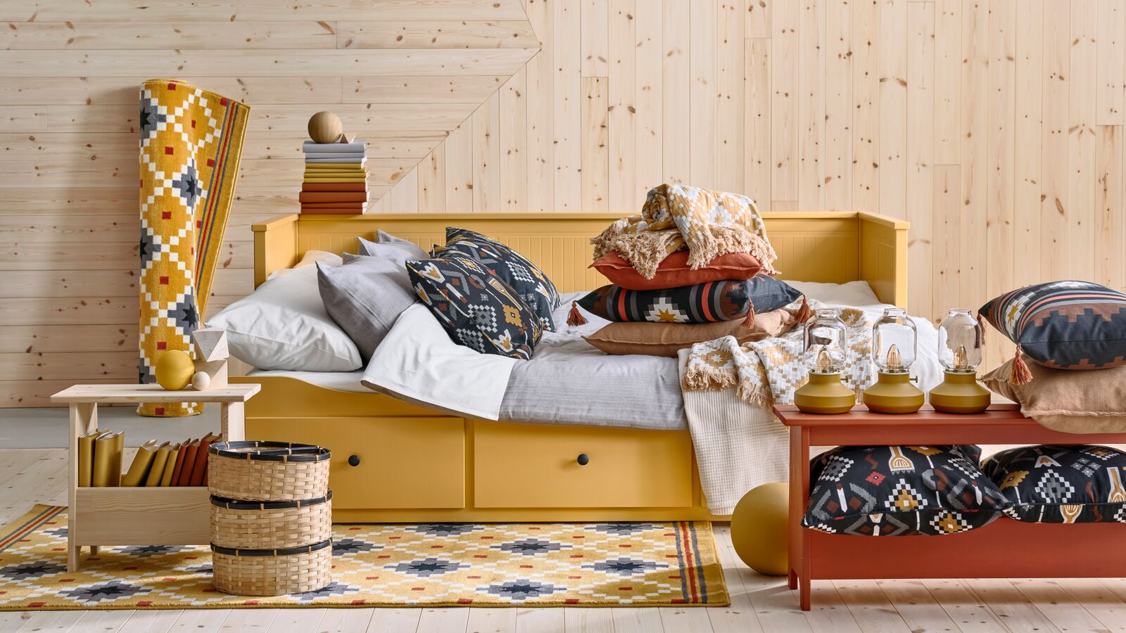 【希少カラー】IKEA HEMNES デイベッド イエロー｜説明書付き｜送料込み 希少カラー】IKEA HEMNES デイベッド イエロー｜説明書付き｜送料込み